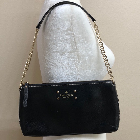 kate spade Handbags - kate spade black/gold clutch